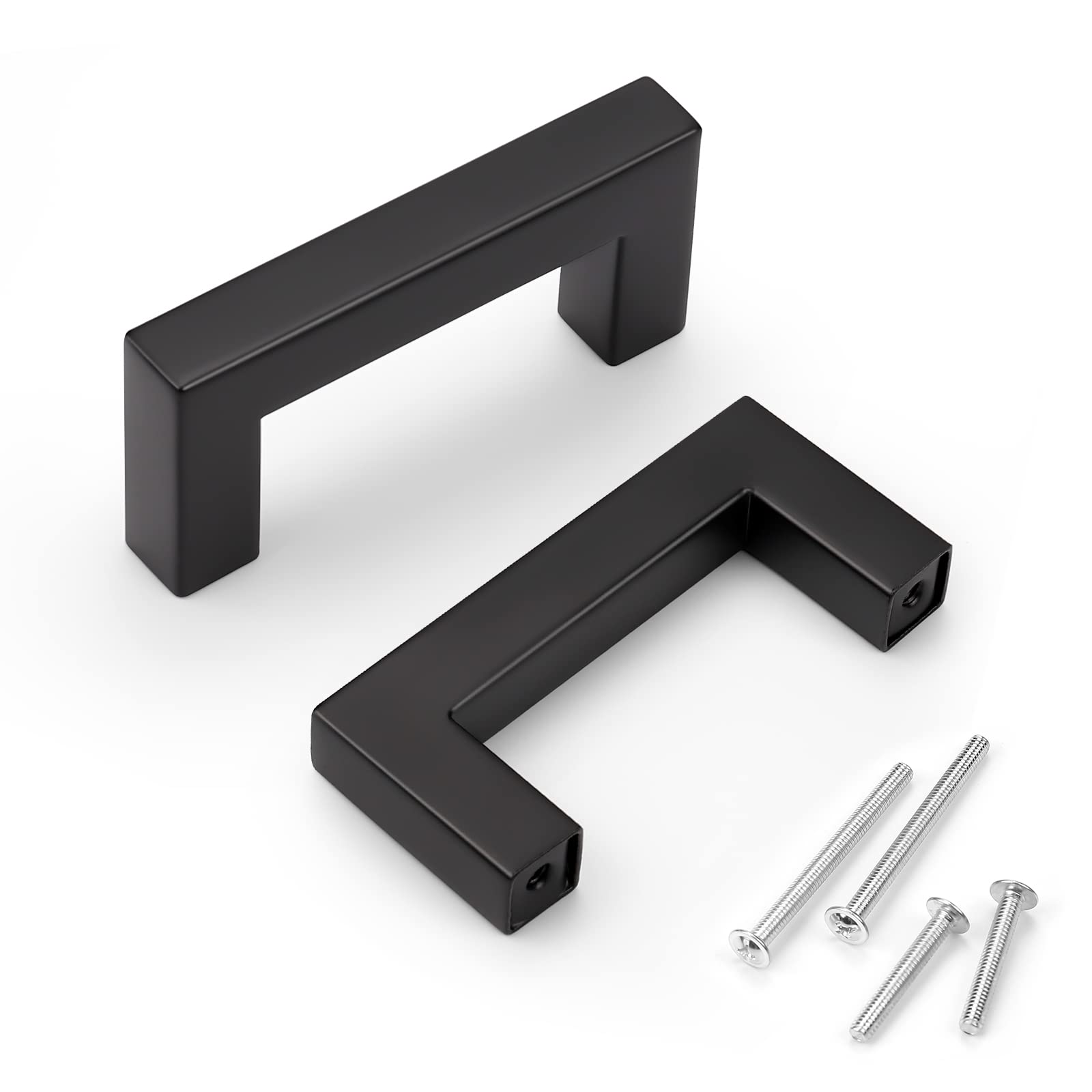 Photo 1 of KNOBWELL 6 Pack 2-1/2" Black Cabinet Pulls, Stainless Steel Kitchen Cabinet Pull and Handles, Dresser Drawer Pulls, Hole Centers 2.5 inch, Overall Length 2-9/10 inch