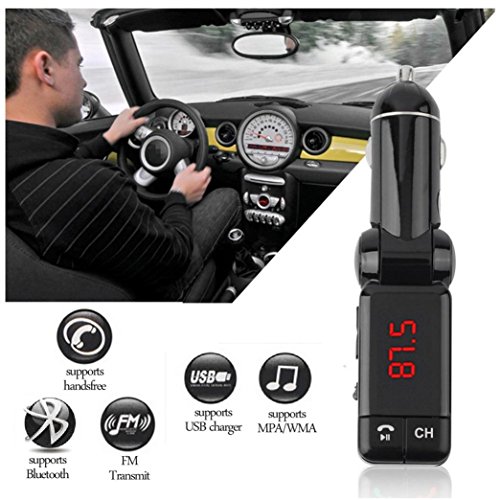 DZT1968 Glamor LCD Bluetooth CSR 2.1 Car Set FM Transmitter MP3 USB disk Charger Handsfree For iPhone