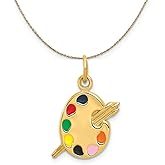 The Black Bow 14k Yellow Gold & Enameled Artist Palette Necklace