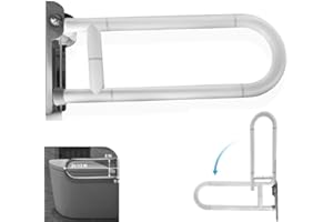 QUICK PARTS DELIVERY 2 X Toilet Safety Rails Flip-Up Screw-in Toilet Support Rails, Bathroom Grab Bars for Toilet for Handicapped and Seniors - Toilet Bars for Elderly and Disabled - ABS Plastic Coated 24 inch