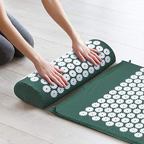Acupressure Mat and Neck Massgae Pillow Set for Back Pain Relief Massage Stick Pressure Point