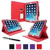 iPad Air Case, Apple iPad Air 1 Case, rooCASE Dual View Rotation Leather PU Slim Fit Lightweight Folio Stand Smart Cover Auto Sleep/Wake - Red