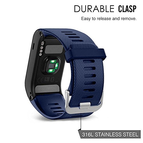 Band for Garmin VIVOACTIVE HR Watch, Soft Silicone Wristband Replacement Band for Garmin Vivoactive HR Sports GPS Watch (navy) - Thumbnail 3
