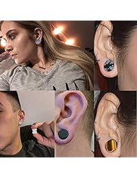 D&M Jewelry Juego de 6 pares de aros expansores de varios tipos: tipo piedra, tapón, túnel, montura. Juego de expansores de 2 g-5 8"