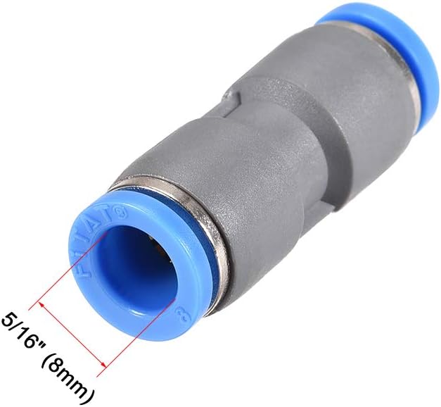 sourcing map Straight Push Connectors 8mm Quick Release Pneumatic Connector Plastic Union Pipe Tube Fitting Grey 2Pcs - Image 3