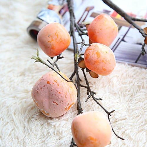 BKPH Artificial Dried branches persimmon fruit Silk Flowers Perfect for Wedding Home Decoration Party DIY Craft Garden Floral Decor (2 colors are available)