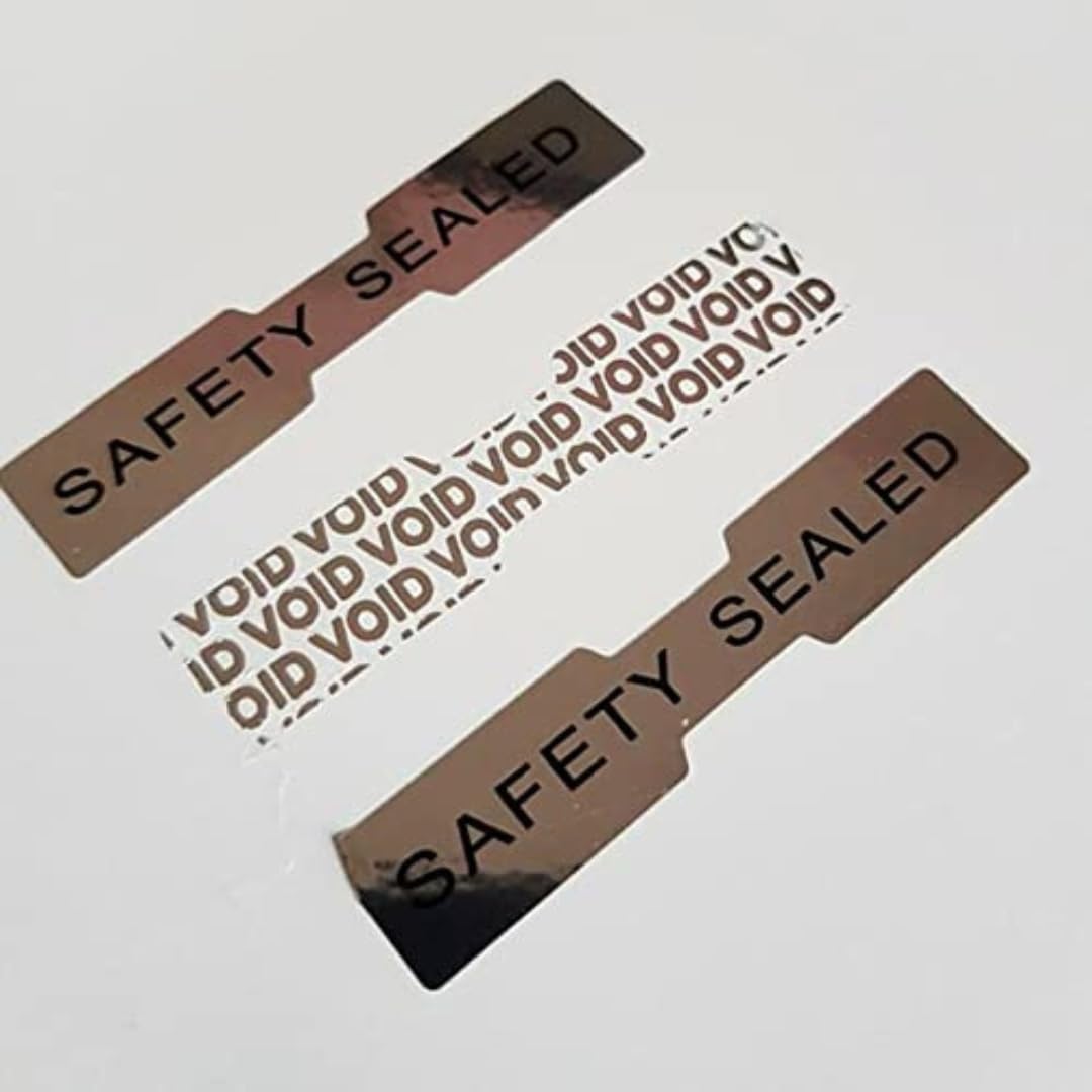 MM-products 200 Hologram Stickers Labels Dog Bone Warranty Void Labels Tamper Proof 50 mm x 10 mm,Silver