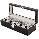 Watch Box 5 Watches Black Brown Finish Large Compartments Extra Clearance Glass Window