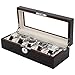 Watch Box 5 Watches Black Brown Finish Large Compartments Extra Clearance Glass Window