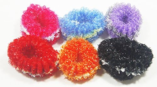 6 Pcs Assorted Color Fluffy Sparkle Ball Hair Ties Scrunchies