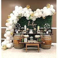 Balloon Garland Arch Kit 16Ft Long White and Gold Latex Balloons Pack for Baby Shower Weeding Birthday Bachelorette Party Backdrop Background Decorations