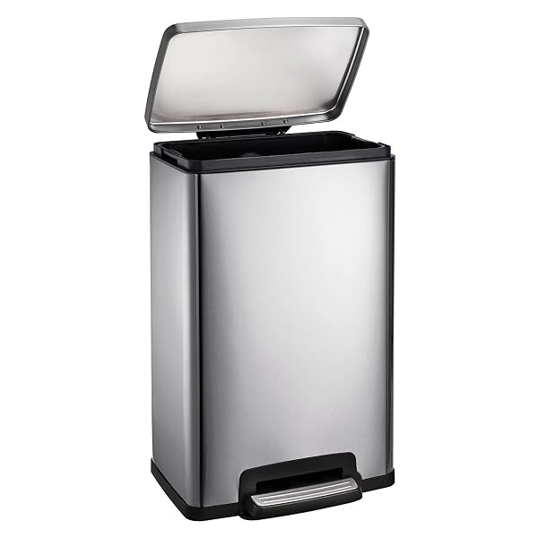 TRAMONTINA 13 GAL STEP TRASH CAN, STAINLESS STEEL