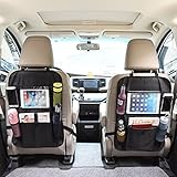 OMORC Car Seat Protector & Kick Mat Auto Seat Back Protector 4 Organizer Pockets, Durable Quality Seat Covers & Waterproof Kick Guards to Protect (2 Pack)