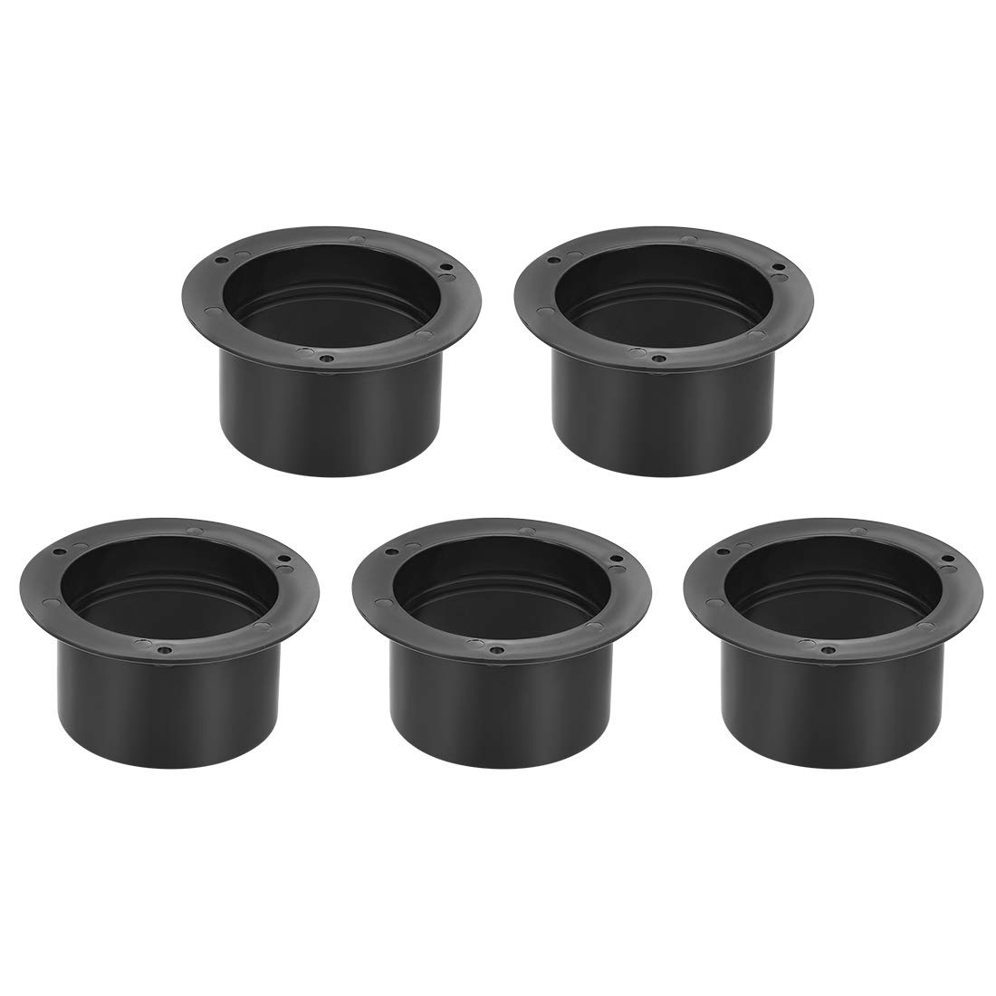 sourcing map Black Straight Duct Connector Flange ABS Plastic Air Outlet Inlet Adaptor for 2.95Inch Dia Hose 5Pcs