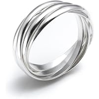 Silverly Sterling Silver Russian Wedding Ring – 5-Band Engraved Flower Design, 4mm Wide, 925 Silver - View #6