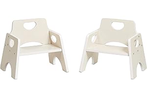 ECR4Kids Stackable Wooden Toddler Chair, 6in, Kids Furniture, White Wash, 2-Pack
