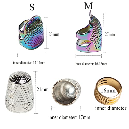 GYGYL 6Pcs Sewing Thimble, Sewing Thimble Finger Protector, Accessories DIY Sewing Tools (3 Style, Silver, Dazzle, Gold, Bronze)