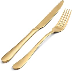 Matte Gold Silverware Set,SHARECOOK Satin Finish