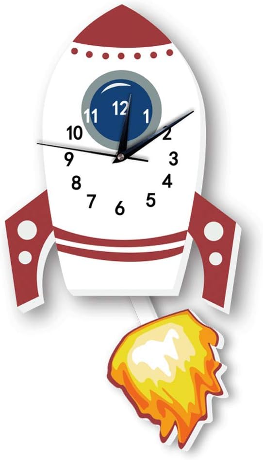 Lindo Reloj De Pared De Dibujos Animados, Pequeño Cohete Niños Niños