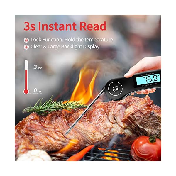 Meat-Thermometer-DOQAUS-Instant-Read-Cooking-Thermometer-Digital-Food-Thermometer-Backlight-LCD-Screen-Foldable-Long-Probe-Auto-OnOff-Perfect-for-Kitchen-Cooking-BBQ-WaterMeat-Milk-Black DOQAUS Meat Thermometer, Instant Read Cooking Thermometer, Digital Food Thermometer, Backlight LCD Screen Foldable Long…