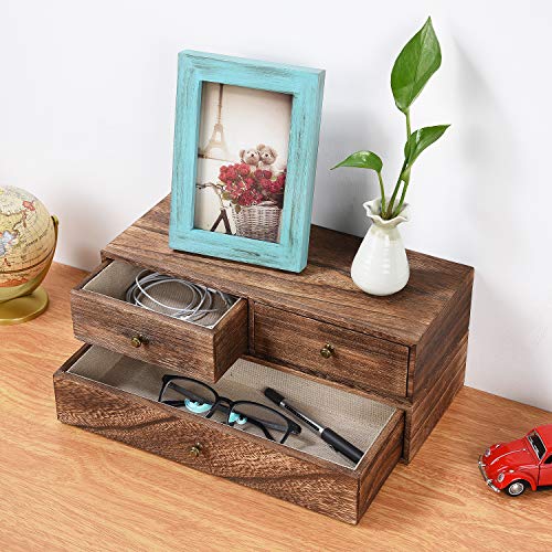 Emfogo Floating Shelf with Drawer Rustic Wood Wall Shelves for Storage