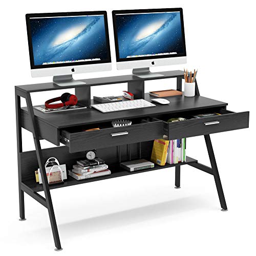 Tribesigns Computer Desk with Storage Shelf & Drawers, Modern 47 inch