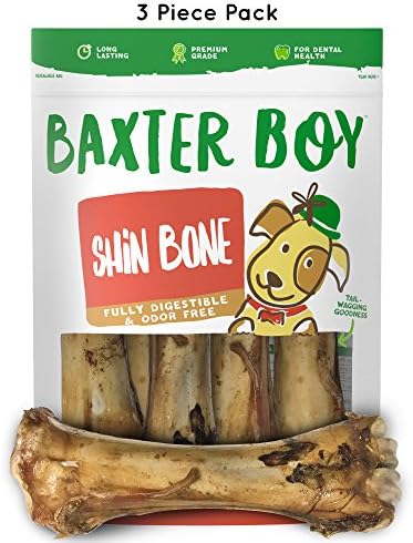 Baxter Boy Premium Grade Roasted Meaty Beef Shin Bone Dog Treats (3 Pack) – 8” Long Lasting All Natural Gourmet &amp; Healthy Dog Bone Treat Chews – Tasty Smoked Beef Flavor