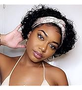 BaiHong Short Curly Headband Wig Pixie Cut Kinky Curly Headband Wig Human Hair Pixie Cut Headband...