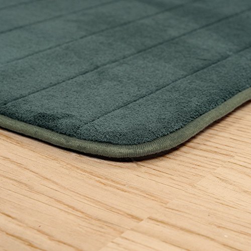 Lavish Home Memory Foam Striped Extra Long Bath Mat, 24 by 60", Green