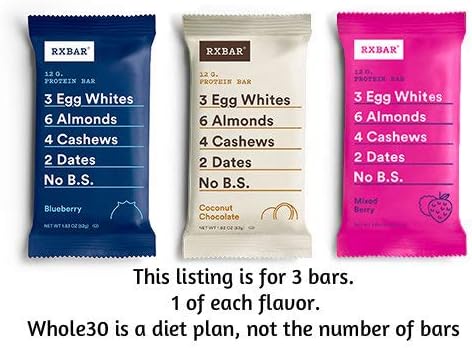 Single Rx Bars Mix & Match Your Favorite Flavors (Whole30 Diet Set of 3 Bars)