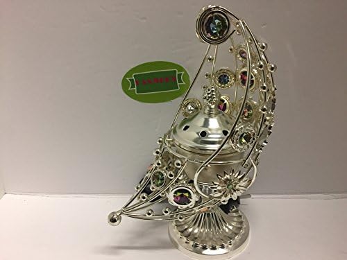 YASMEEN Silver Half Moon Shape Electric Resin Bakhoor Incense Burner