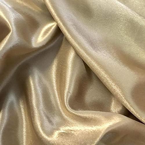 VDS Champage Satin Fabric, 5 Yards Continuous, 45” Wide, Wedding Party Decoration Charmeuse Silky Sateen Bridal Dress DIY Crafts Fashion Scarf Costumes Lining Sewing Backdrop Arch Cloth