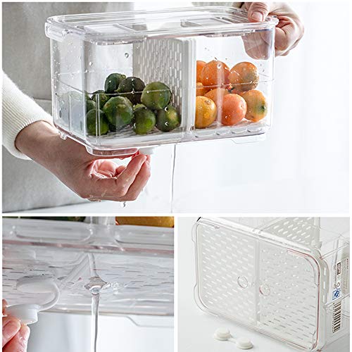 SANNO Fridge Food Storage Container Storage Containers Produce Saver with Lids and Vents