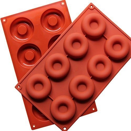 Cherion 8 Cavity Silicone Donut Pan, Muffin Cups, Cake Baking Ring, Biscuit Mold, Puddingmold ,Ice mold Set of 2