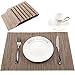 PABUSIOR Brown Placemats Set of 8, Placemats for Dining Table Heat Resistant, Place Mats for Kitchen Table Washable, Crossweave Woven Vinyl Wipeable Placemat, Table Mats Sets Beige（12 X 18 Inch）