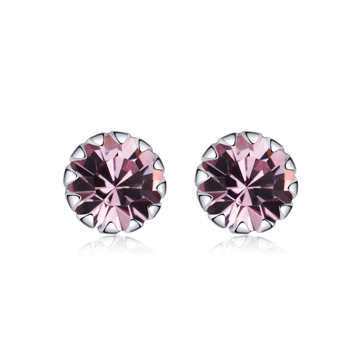 July Birthstone Stud Earrings for Girls Hypoallergenic 925 Sterling Silver Red Cubic Zirconia Earrings Women Jewellery Gift