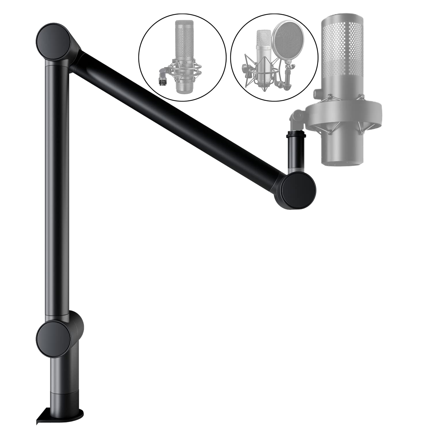 DOCKIN® Premium Microphone Arm 360° rotatable 3/8 ''-5/8 '' adapter, cable management for condenser microphones up to 2KG, HyperX QuadCast, Rode