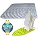 Eutuxia Ironing Blanket, Mat & Silicone Pad Combo. Alternative to Iron Board. Quilted, Breathable, Washer and Dryer Safe Heat Resistant Pad with Magnetic Corners. Use on Any Flat Metallic Surface.
