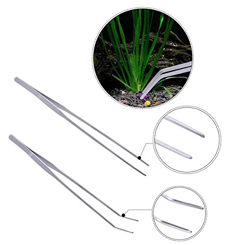 Modiok Aquarium tools, Aquatic Plants Stainless Steel Tool - 4 in 1 Aquascaping Tweezers Scissors Spatula Cleaning Tool Set for Fish Starter Kits & Aquariums Tank Plants Kit - Thumbnail 4