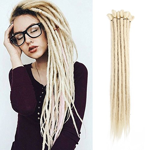 20 inch 100% Handmade Dreadlocks Extensions Fashion Reggae Hair Hip-Hop Style Soft faux locs Crochet Braiding Hair For Women/Men (Pack of 10Pcs, Pale Blonde)