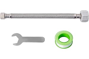 SUNGATOR 9'' Toilet Water Supply Line, 7/8" Ballcock x 3/8" Compression Toilet Hose Connector, 9 Inch Braided Stainless Steel Water Supply Line with 1 Wrench and Sealing Tape (1 Pack)