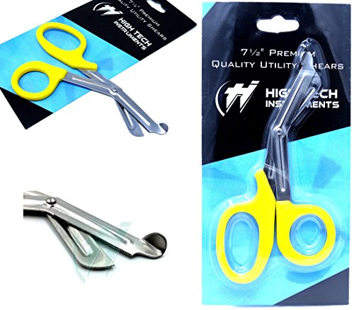 PARAMEDIC UTILITY NEON YELLOW BANDAGE FIRST AID TRAUMA EMT EMS SHEARS SCISSORS 7.25 INCH STAINLESS STEEL ( HTI BRAND)