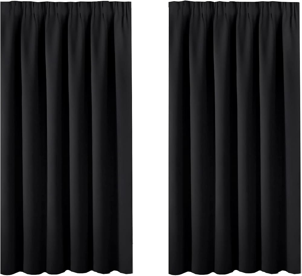 BellaHills Blackout Curtains 46x54 Set of 2 Bedroom Thermal Top Tape