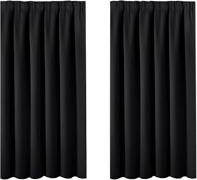BellaHills Blackout Curtains 46x54 Set of 2 Bedroom Thermal Top Tape