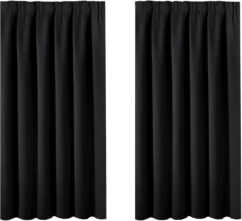 BellaHills Blackout Curtains 46x54 Set of 2 Bedroom Thermal Top Tape