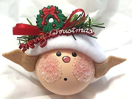 Elf Ornament Christmas Wreath Merry Christmas Hand Painted Handmade Personalized and Themed by Townsend Custom Gifts