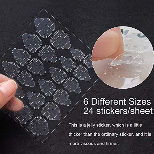 AORAEM Double Sided Nail Glue Sticker Adhesive Transparent Flexible Fake Nail Tips Adhesive Tabs Nail Glue 50 Sheets (1200pcs)