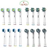 Replacement Brush Heads Compatible with Oral b Braun Electric Toothbrush - 16 Pack of Brush Heads Including 4 Floss Action,4 Cross Action, 4 Flexible and Soft & 4 Pro White by Bixshell