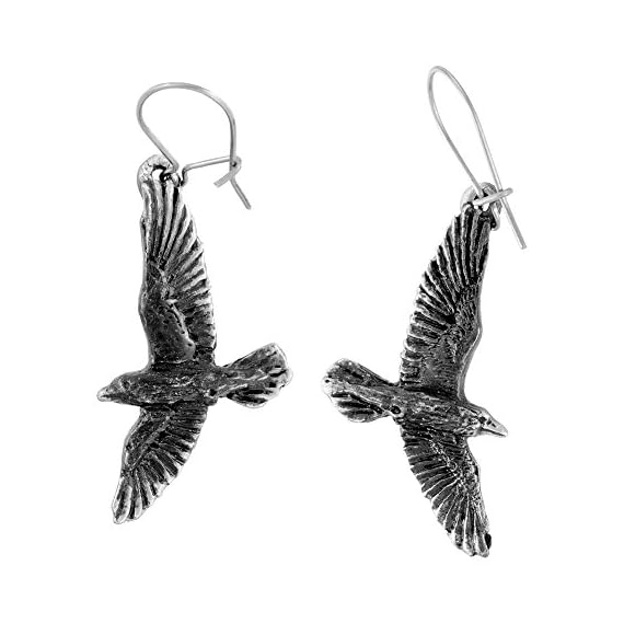 Alchemy-Gothic-Black-Raven-Earrings-Fashion-Jewelry