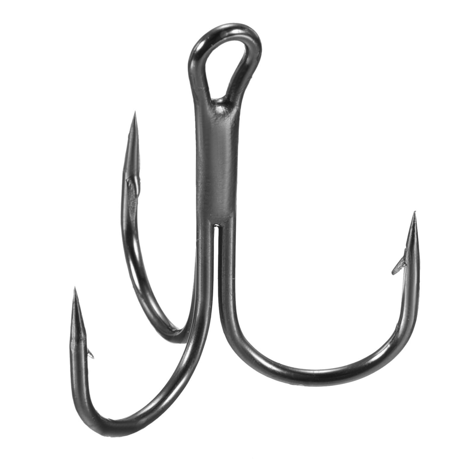 PATIKIL 1# Fishing Treble Hooks, 10Pcs 3X Strong Treble Fish Hook High Carbon Steel Fishing Hooks Round Bend Barbed for Freshwater Saltwater, Black